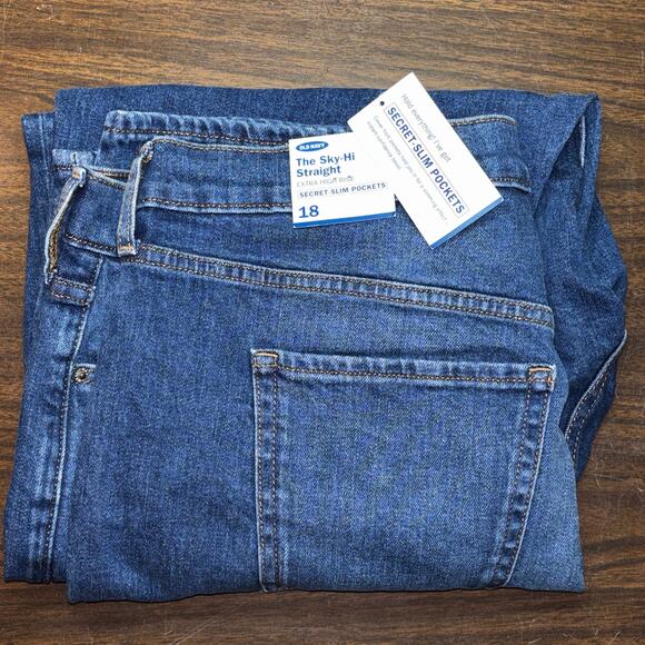Old Navy Jeans Womens Sz 18 Blue Sky Hi Straight Extra High Rise Secret Pockets - Picture 4 of 4